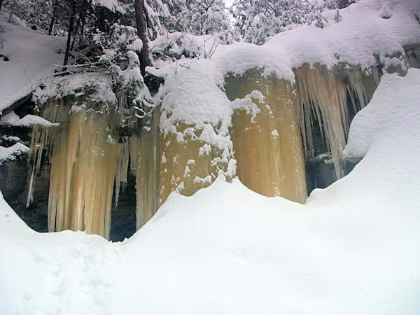 Eis-Wasserfall Křepelčí stěnka.