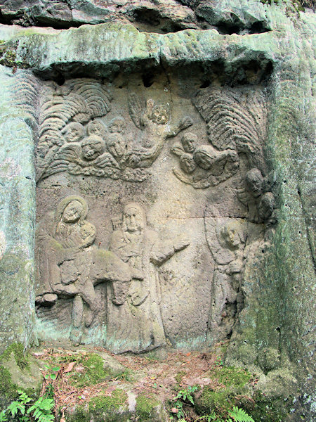 Relief der Flucht der hl. Familie nach Ägypten bei Třídomí (Dreihäuser).