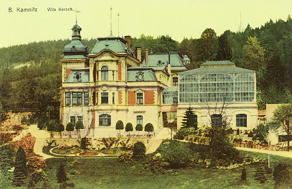 Pohlednice z doby kolem roku 1910 zachycuje druhou Preidlovu vilu, jejímž majitelem byl v té době již Preidlův synovec Emanuel Karsch. Vila dnes slouží jako dětský domov, ale její vzhled byl pozdější modernizací výrazně změněn.