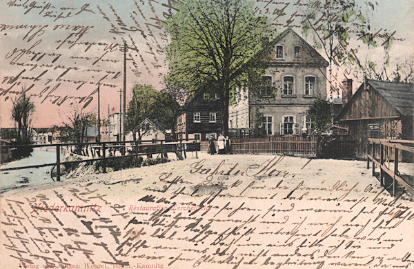 Pohlednice z roku 1902 zachycuje dnešní hostinec „U Slunce“ v Tyršově ulici.