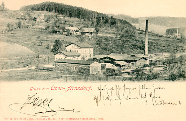 This picture postcard from 1901 shows the saw-mill built only two years former along of the road zu Polevsko.
