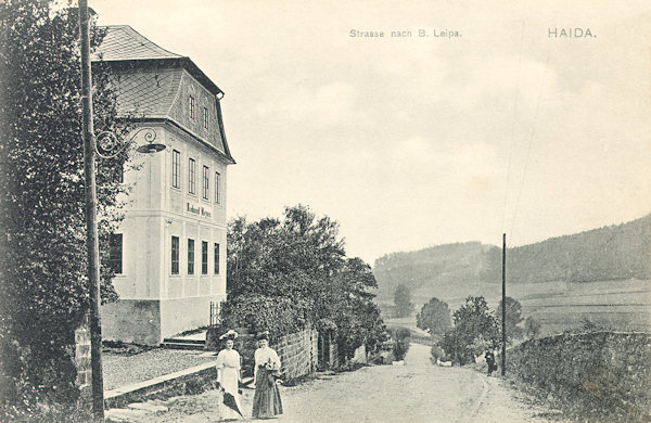 On this picture postcard the till present at the main road from the town to Česká Lípa standing house No. 223 is shown.
