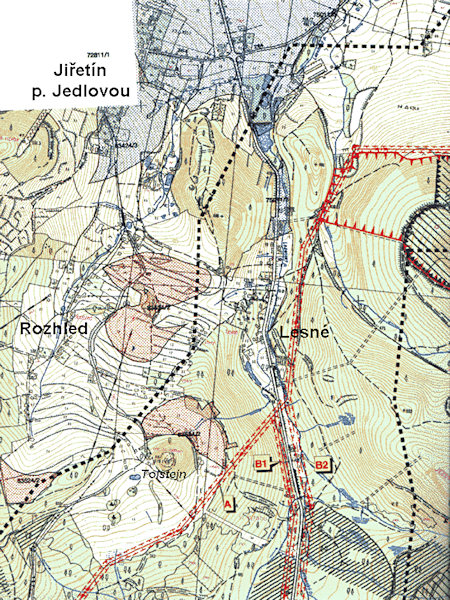 Detailní mapka okolí Lesného.