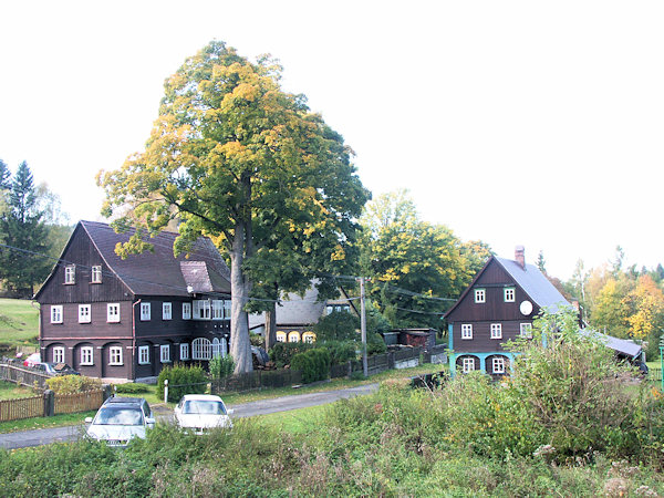 Holzhäuser an der Straße nach Jonsdorf.