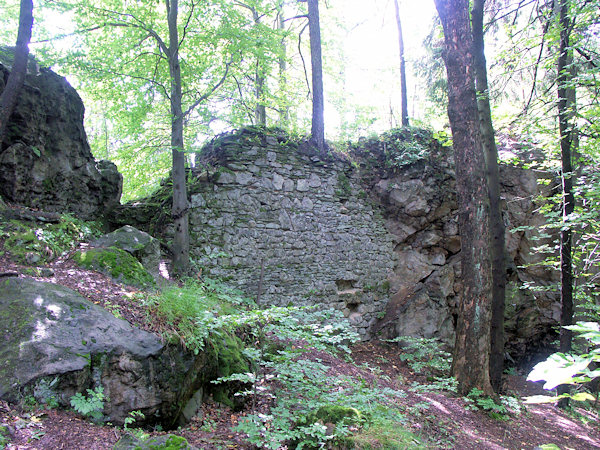 Mauerreste auf der Westseite der Burg.